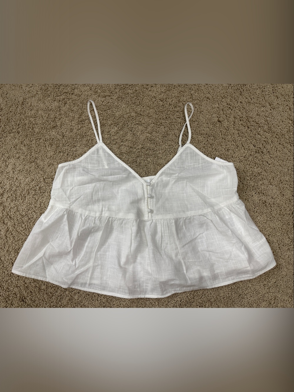 Abound White Linen-Blend Ruffle Hem Spaghetti Strap Camisole